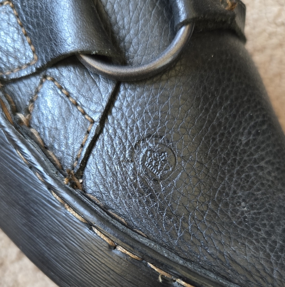 Born Shoes Black Leather Braided Mules Slip On Wedge Heels Size 8m - Picture 6 of 12